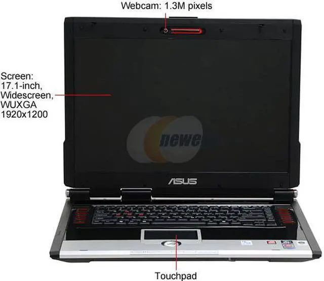 Alt view image 2 of 19 - ASUS Laptop G Series AMD Turion 64 X2 TL-64 2GB Memory 160GB HDD ATI Mobility Radeon HD 2600 17.0" Windows Vista Home Premium G2K-A1