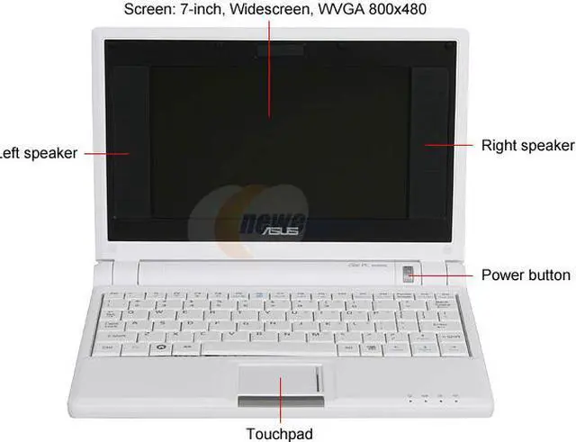 Alt view image 3 of 15 - ASUS Eee PC 2G Surf - Pure White Intel Mobile CPU 7" WVGA 512MB Memory 2GB SSD NetBook