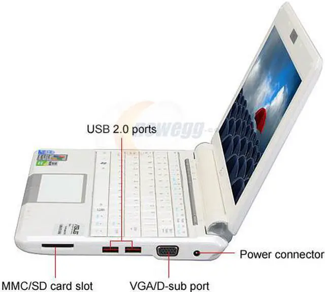 Alt view image 3 of 18 - ASUS Eee PC 901 XP - Pearl White NetBook Intel Atom 8.9" Wide SVGA 1GB Memory 12GB SSD Integrated Graphics