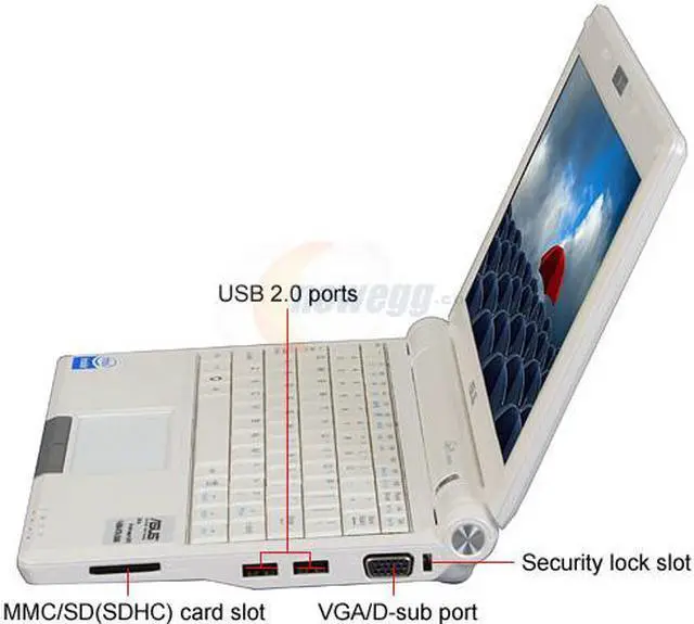 Alt view image 3 of 18 - ASUS Eee PC 900 16G – Pearl White NetBook Intel processor 8.9" Wide SVGA 1GB Memory 16GB SSD Integrated Graphics