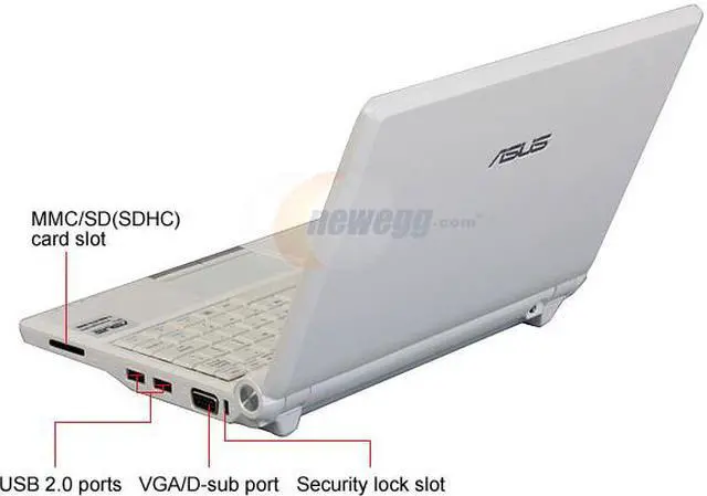Alt view image 4 of 18 - ASUS Eee PC 900 16G – Pearl White NetBook Intel processor 8.9" Wide SVGA 1GB Memory 16GB SSD Integrated Graphics