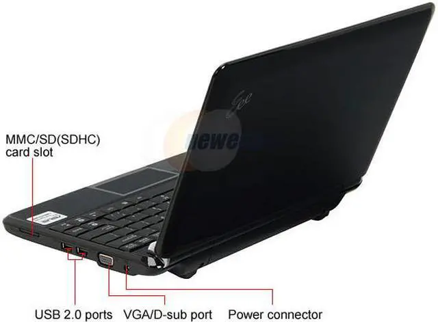 Alt view image 3 of 18 - ASUS Eee PC Eee PC 1000H 80G Fine Ebony Intel Atom 10.0" WSVGA 1GB Memory 80GB HDD NetBook