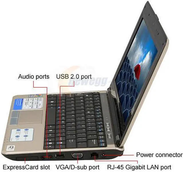 Alt view image 2 of 18 - ASUS Laptop N10 Series Intel Atom N270 1GB Memory 160GB HDD Intel GMA 950 10.2" Windows XP Home N10E-A1