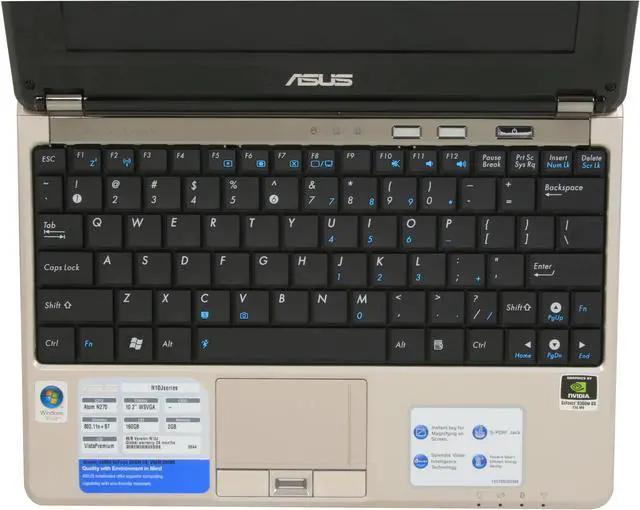 Alt view image 10 of 18 - ASUS Laptop N10 Series Intel Atom N270 2GB Memory 160GB HDD NVIDIA GeForce 9300M GS 10.2" Windows Vista Home Premium N10J-A1