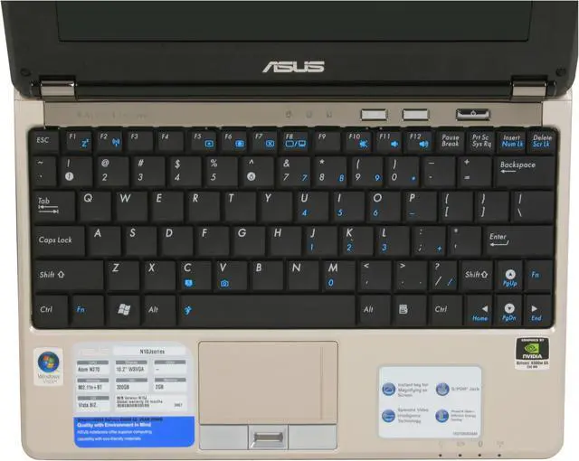Alt view image 10 of 18 - ASUS Laptop N10 Series Intel Atom N270 2GB Memory 320GB HDD NVIDIA GeForce 9300M GS 10.2" Windows Vista Business with XP Professional downgrade N10J-A2