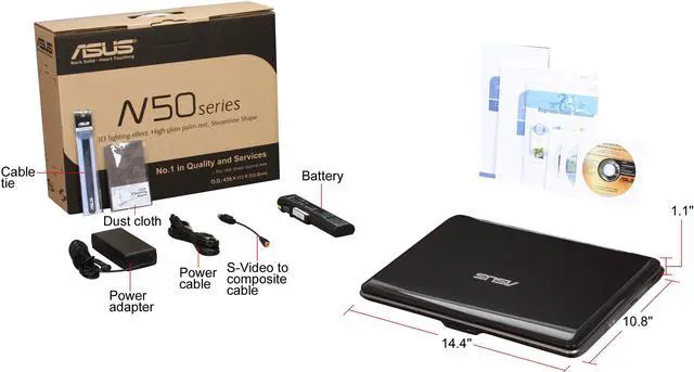 Alt view image 12 of 12 - ASUS Laptop N50 Series Intel Core 2 Duo P8400 4GB Memory 320GB HDD NVIDIA GeForce 9650M GT 15.4" Windows Vista Home Premium N50Vn-X6
