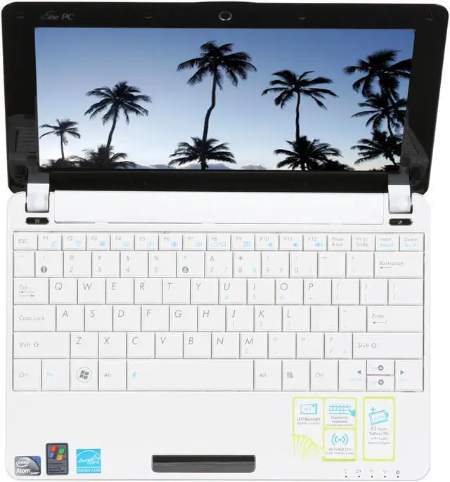 Alt view image 6 of 8 - ASUS Eee PC Seashell 1005HA-VU1X-WT Pearl White Intel Atom N270(1.60 GHz) 10.1" WSVGA 1GB Memory 160GB HDD Netbook
