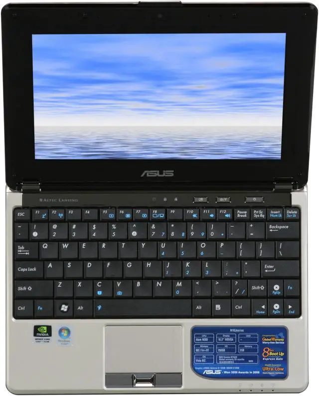 Alt view image 6 of 8 - ASUS Laptop N10 Series Intel Atom N280 2GB Memory 250GB HDD NVIDIA GeForce G105M + Intel GMA 950 10.2" Windows Vista Business+XP Pro downgrade CD N10JH-A1