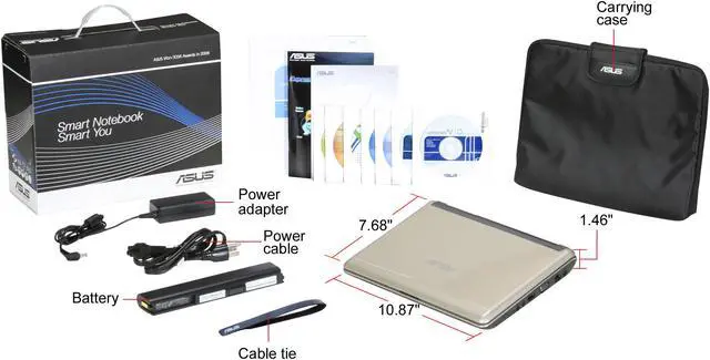 Alt view image 8 of 8 - ASUS Laptop N10 Series Intel Atom N280 2GB Memory 250GB HDD NVIDIA GeForce G105M + Intel GMA 950 10.2" Windows Vista Business+XP Pro downgrade CD N10JH-A1
