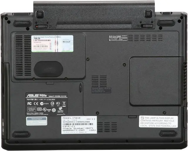 Alt view image 7 of 8 - ASUS Laptop F6 Series Intel Core 2 Duo T9600 4GB Memory 320GB HDD ATI Mobility Radeon HD 4570 13.3" Windows Vista Home Premium F6VE-C1