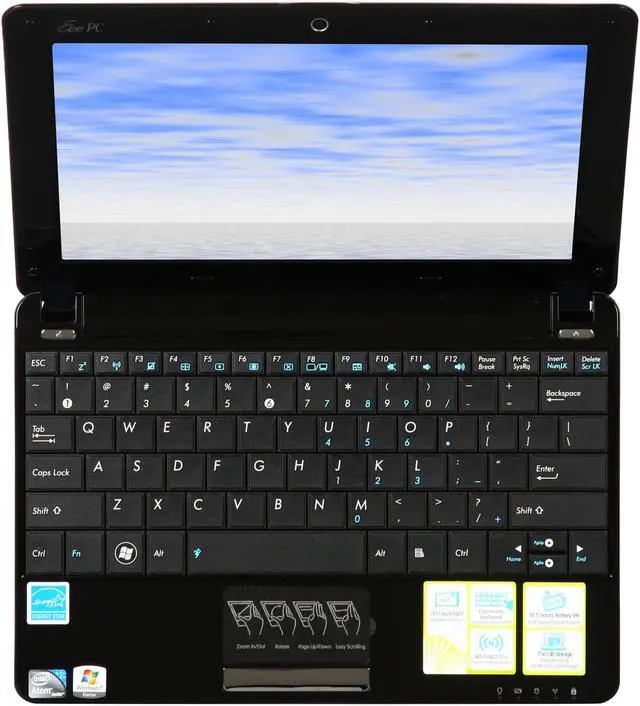 Alt view image 6 of 8 - ASUS Eee PC Seashell 1005HA-PU17-BK Crystal Black Intel Atom N280(1.66 GHz) 10.1" WSVGA 1GB Memory 250GB HDD Netbook