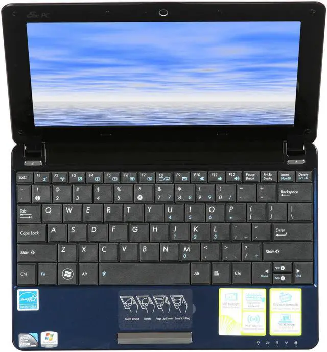 Alt view image 6 of 8 - ASUS Eee PC Seashell 1005HA-PU17-BU Royal Blue Intel Atom N280(1.66 GHz) 10.1" WSVGA 1GB Memory 250GB HDD Netbook