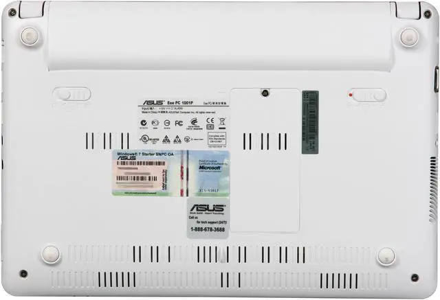 Alt view image 7 of 8 - ASUS Eee PC 1001P-MU17-WT White (texture) Intel Atom N450(1.66 GHz) 10.1" WSVGA 1GB Memory 160GB HDD Netbook