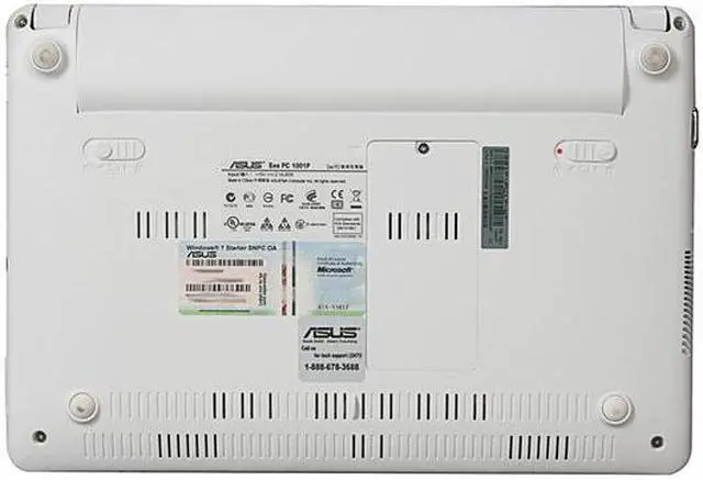 Alt view image 7 of 7 - ASUS Eee PC 1001P-PU17-WT White (texture) Intel Atom N450(1.66 GHz) 10.1" WSVGA 1GB Memory 250GB HDD Netbook
