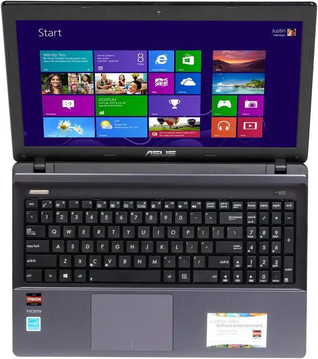 Alt view image 6 of 8 - ASUS Notebook, B Grade, Scratch and Dent AMD A8-4500M 4GB Memory 500GB HDD AMD Radeon HD 7640G 15.6" Windows 8 K55N-SA80403V-B