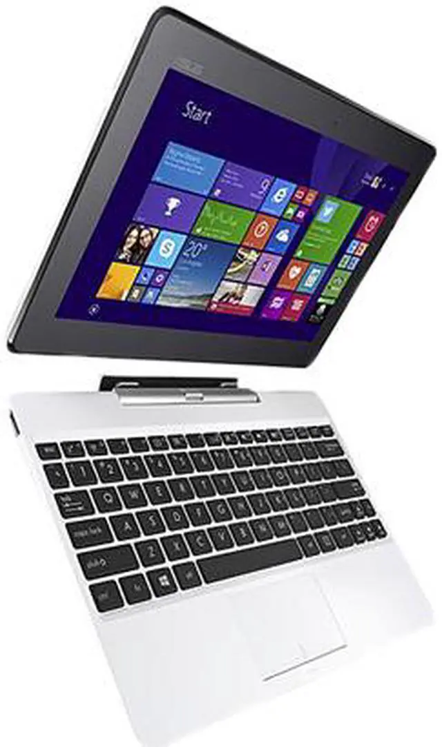 Alt view image 3 of 16 - ASUS Transformer Book T100 Intel Z3775 Quad Core 2GB DDR3 RAM 64GB SSD 10.1" Touchscreen 2in1 Tablet w/Dock, Windows 8.1- White (T100TA-C1-WH(S))