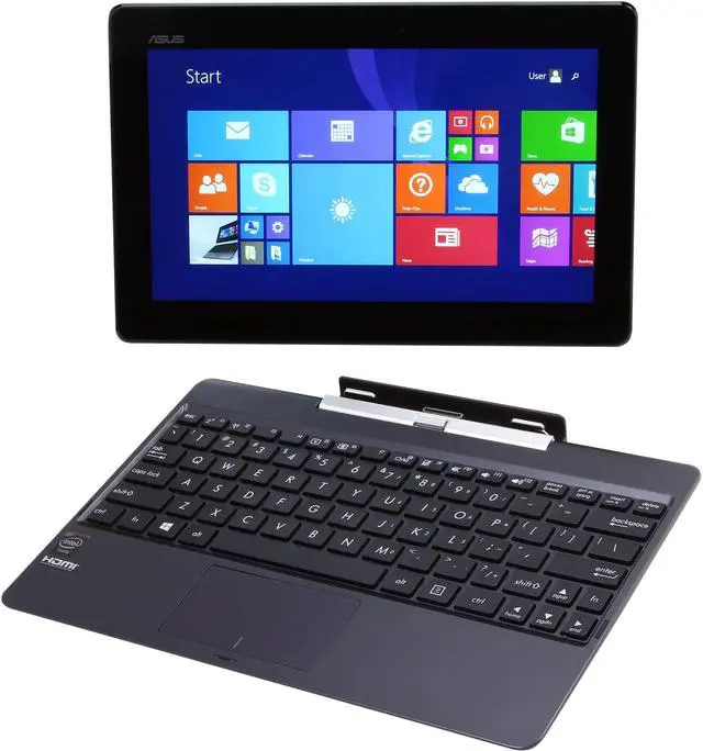 Main image of ASUS Transformer Book T100 - Intel Z3775 Quad Core 2 GB DDR3 RAM 64 GB SSD + 500 GB HD 10.1" HD Touchscreen 2-in-1 Tablet with Dock, Windows 8.1 - Gray Metal (T100TAM-H2-GM)