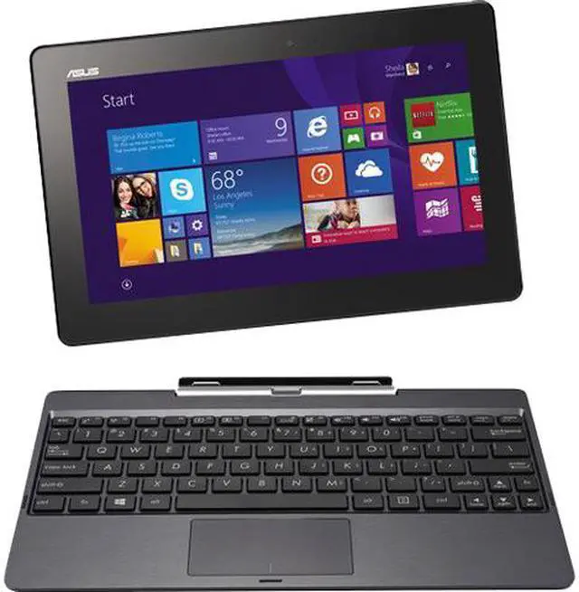 Main image of Asus Transformer Book T100TAF 10.1" 2-in-1 Tablet with Dock, Quad Core Intel Atom Bay Trail Z3735F 1.33 GHz (1.83 GHz Burst), 2 GB Memory, 32 GB Storage, Windows 8.1, Certified Refurbished