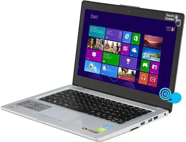 Main image of GIGABYTE Laptop Intel Core i5-3230M 8GB Memory 750GB HDD 128 GB SSD NVIDIA GeForce GT 730M 14.0" Touch Screen Windows 8 U2442T-CF1