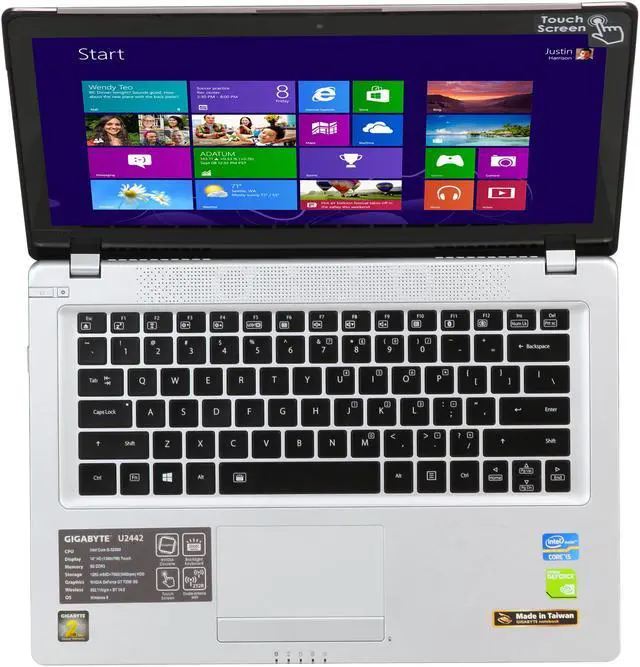 Alt view image 6 of 8 - GIGABYTE Laptop Intel Core i5-3230M 8GB Memory 750GB HDD 128 GB SSD NVIDIA GeForce GT 730M 14.0" Touch Screen Windows 8 U2442T-CF1