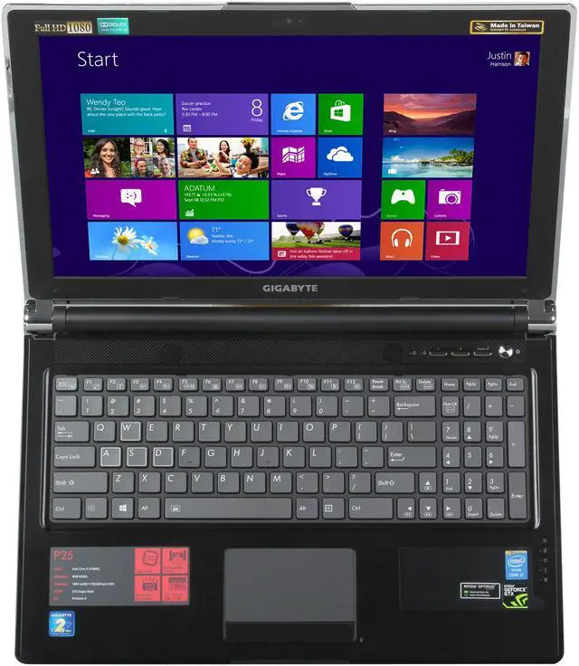 Alt view image 6 of 8 - GIGABYTE - 15.6" NVIDIA GeForce GTX 770M - Intel Core i7-4700MQ - 8GB Memory - 128 GB SSD - Windows 8 - Gaming Laptop - (P25W-CF1 )