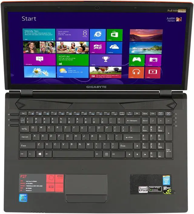 Alt view image 6 of 8 - GIGABYTE - 17.3" NVIDIA GeForce GTX 765M - Intel Core i7-4700MQ  - 16GB Memory - 128 GB SSD - Windows 8 - Gaming Laptop - (P27K-CF2 )