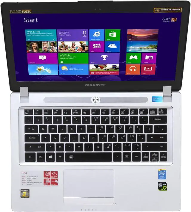 Alt view image 6 of 8 - GIGABYTE - 14.0" NVIDIA GeForce GTX 760M - Intel Core i7-4700HQ  - 8GB Memory - 128 GB SSD - Windows 8 - Gaming Laptop - (P34G-CF1 )