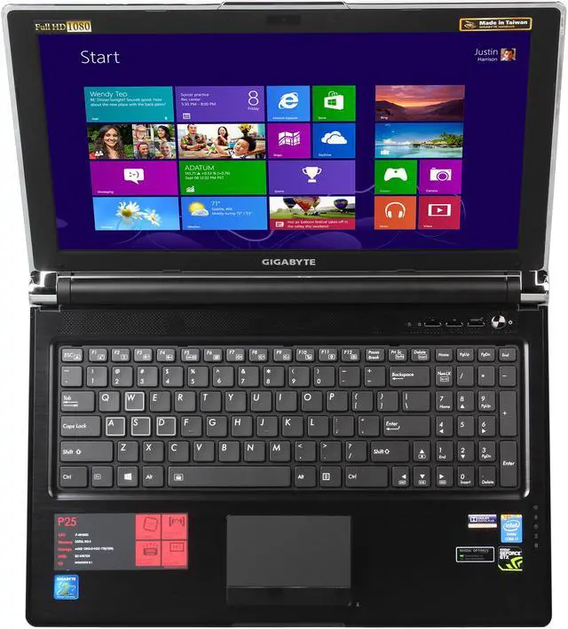 Alt view image 6 of 8 - GIGABYTE - 15.6" NVIDIA GeForce GTX 880M - Intel Core i7-4810MQ - 16GB Memory - 2 x 128GB SSD - Windows 8.1 - Gaming Laptop - IPS (P25Xv2-CF1 )