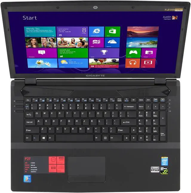 Alt view image 6 of 8 - GIGABYTE - 17.3" NVIDIA GeForce GTX 860M - Intel Core i7-4810MQ - 8GB Memory - - Windows 8.1 - Gaming Laptop - (P27Gv2-CF1 )