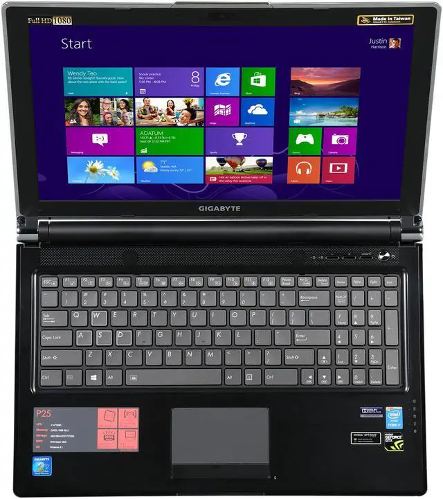 Alt view image 6 of 8 - GIGABYTE - 15.6" NVIDIA GeForce GTX 880M - Intel Core i7-4710MQ  - 16GB Memory - 128 GB SSD - Windows 8.1 64-Bit - Gaming Laptop - (P25Xv2-SP2 )