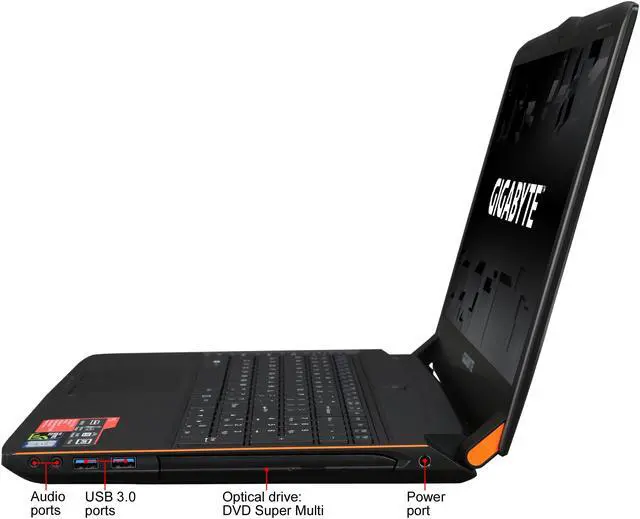 Alt view image 12 of 17 - GIGABYTE P55 P55Wv7-KL3 15.6" FHD IPS 7th Gen Intel Core i7  7700HQ (2.80 GHz) NVIDIA GeForce GTX 1060 16 GB Memory 256 GB SSD 1 TB HDD Windows 10 Home 64-Bit Gaming Laptop