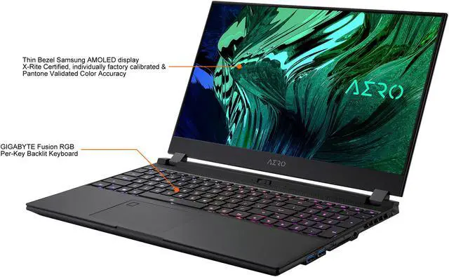 Alt view image 4 of 13 - GIGABYTE AERO 15 OLED YD - 15.6" UHD 4K AMOLED, Intel Core i7 11th Gen 11800H, NVIDIA GeForce RTX 3080, 8GB GDDR6, 16GB RAM, 1TB SSD, Win10 Pro, Creator & Gaming Laptop (AERO 15 OLED YD-73US624SP)