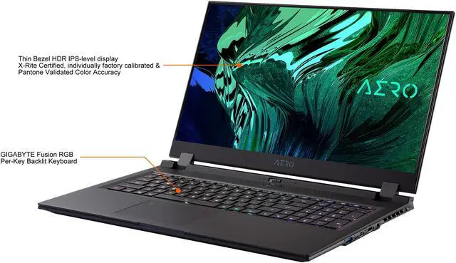Alt view image 4 of 13 - GIGABYTE AERO 17 HDR YD - 17.3" UHD 4K IPS Anti-Glare, Intel Core i9, NVIDIA GeForce RTX 3080 Laptop GPU 16GB GDDR6, 32GB RAM, 512GB SSD + 1TB SSD, Win10 Pro, Creator Laptop (AERO 17 HDR YD-94US548SP)