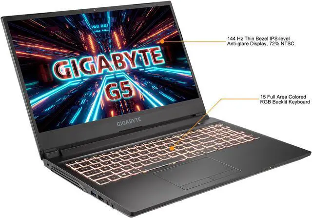 Alt view image 4 of 9 - GIGABYTE G5 KC - 15.6" FHD IPS Anti-Glare 144Hz - Intel Core i5-10500H - NVIDIA GeForce RTX 3060 Laptop GPU 6 GB GDDR6 - 16 GB Memory - 512 GB PCIe SSD - Windows 10 Home - Gaming Laptop (G5 KC-5US1130SH)