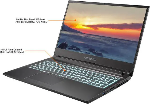 Alt view image 4 of 11 - GIGABYTE G5 MD-51US123SH 15.6" 144 Hz IPS Intel Core i5 11th Gen 11400H, NVIDIA GeForce RTX 3050 Ti, 16 GB Memory 512 GB Gen4 SSD Windows 10 Home 64-bit Gaming Laptop
