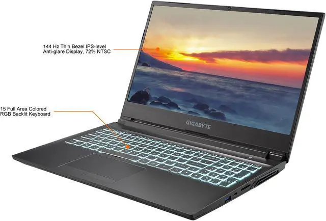 Alt view image 4 of 11 - GIGABYTE G5 GD - 15.6" FHD IPS Anti-Glare 144Hz, Intel Core i5 11th Gen 11400H, NVIDIA GeForce RTX 3050, 4GB GDDR6, 16GB Memory, 512GB SSD, Win10 Home, Gaming Laptop (G5 GD-51US123SH)
