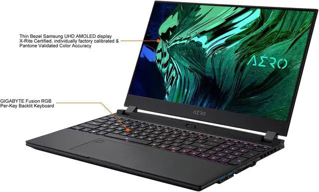 Alt view image 4 of 13 - GIGABYTE AERO 15 OLED XD - 15.6" UHD 4K AMOLED, Intel Core i7, NVIDIA GeForce RTX 3070 Laptop GPU 8GB GDDR6, 16GB RAM, 1TB SSD, Win11 Pro, Creator Laptop (AERO 15 OLED XD-73US624SR)