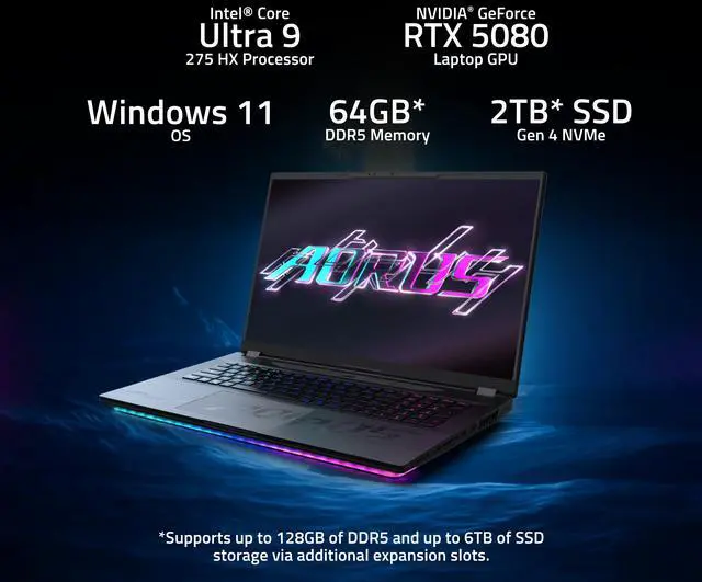 Alt view image 11 of 20 - GIGABYTE - AORUS MASTER 18 Gaming Laptop - 240Hz 2560x1600 Mini-LED - NVIDIA GeForce RTX 5080 - Intel Core Ultra 9 275HX - 2TB SSD with 32GB DDR5 RAM - Windows 11 Home AD(AORUS MASTER 18 BYHC5USD65SH)