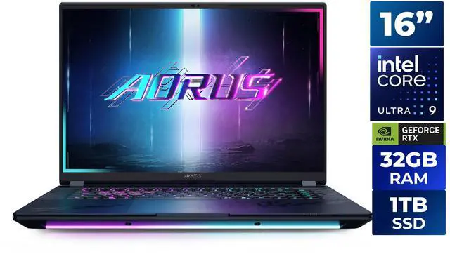 Main image of GIGABYTE AORUS MASTER 16 Gaming Laptop - 240Hz 2560x1600 OLED - NVIDIA GeForce RTX 5080 - Intel Core Ultra 9 275HX - 1TB SSD with 32GB DDR5 RAM - 240 Hz OLED Display - Windows 11 Home AD