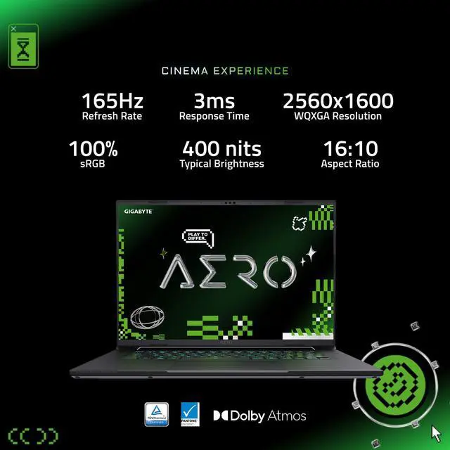 Alt view image 13 of 20 - GIGABYTE AERO X16; Copilot+ PC - 165Hz 2560x1600 WQXGA - NVIDIA GeForce RTX 5060 - AMD Ryzen AI 7 350 - 1TB SSD with 16GB DDR5 RAM - Windows 11 Home - Space Gray