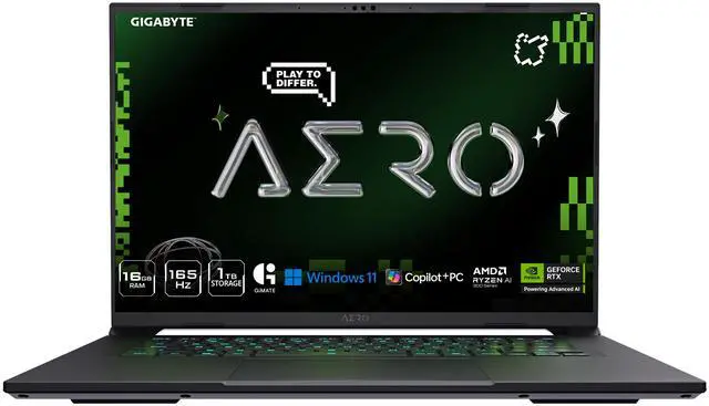 Alt view image 2 of 20 - GIGABYTE AERO X16; Copilot+ PC - 165Hz 2560x1600 WQXGA - NVIDIA GeForce RTX 5060 - AMD Ryzen AI 7 350 - 1TB SSD with 16GB DDR5 RAM - Windows 11 Home - Space Gray
