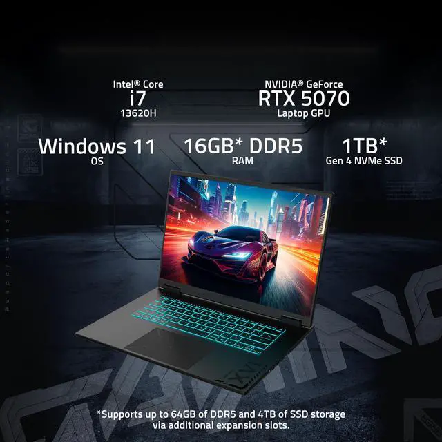 Alt view image 13 of 16 - GIGABYTE GAMING A16 Gaming Laptop - 165Hz 1920x1200 WUXGA - NVIDIA GeForce RTX 5070 - Intel i7-13620H - 1TB SSD with 16GB DDR5 RAM - Windows 11 Home AD
