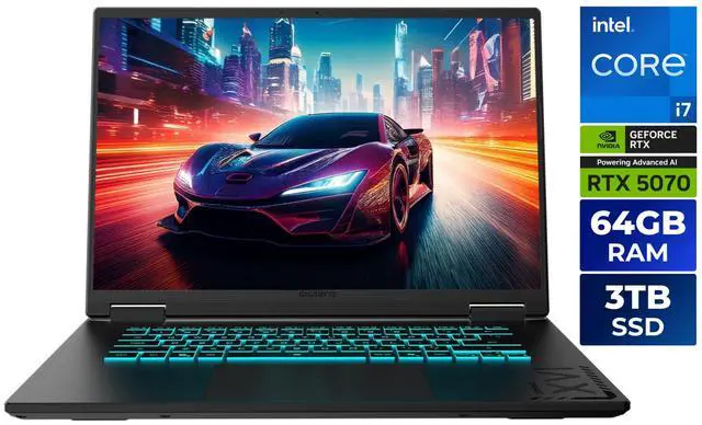 Main image of GIGABYTE - 16" GeForce RTX 5070 Laptop GPU - Intel Core i7-13620H  - 64GB Memory - 3 TB SSD - Windows 11 Home - Gaming Laptops - 165 Hz IPS (GAMING A16 CWHI3US894SH )