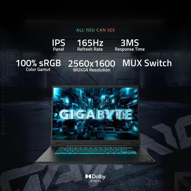 Alt view image 15 of 20 - GIGABYTE - GAMING A16 PRO Gaming Laptop - 165Hz 2560x1600 WQXGA - NVIDIA GeForce RTX 5070 Ti - Intel Core 7 240H - 1TB SSD with 32GB LPDDR5X RAM - Windows 11 Home (GAMING A16 PRO DXHG4USCC4SH)