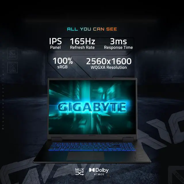 Alt view image 13 of 19 - GIGABYTE GAMING A18 Gaming Laptop - 165Hz 2560x1600 WQXGA - NVIDIA GeForce RTX 5060 - AMD Ryzen 7 260 - 1TB SSD with 32GB DDR5 RAM - Windows 11 Home - Black Steel (3VHK3USC64SH)