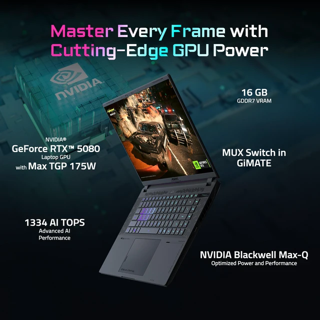 Alt view image 11 of 19 - GIGABYTE - AORUS MASTER 16 Gaming Laptop - 240Hz 2560x1600 OLED - NVIDIA GeForce RTX 5080 - AMD Ryzen 9 9955HX3D - 1TB SSD - 32GB DDR5 RAM - Windows 11 Home AD - 5° Black