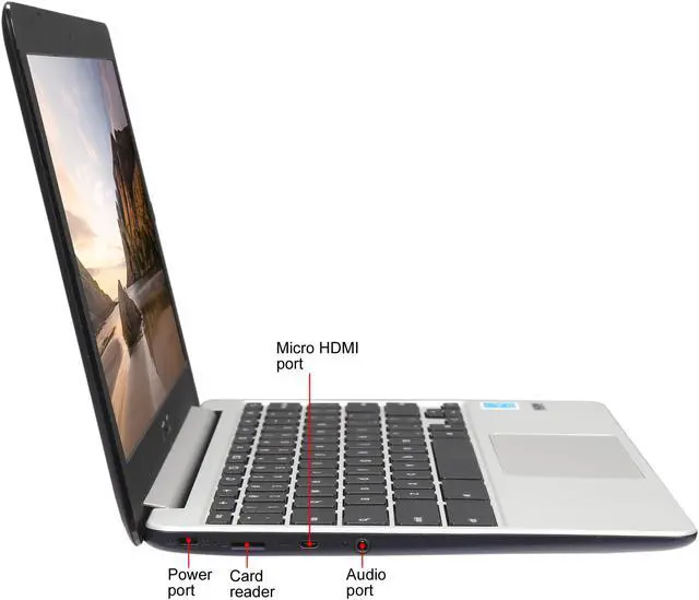 Alt view image 4 of 8 - ASUS Chromebook Chromebook RK3288C (1.80 GHz) 4 GB LPDDR3 Memory 16 GB eMMC SSD 11.6" Chrome OS C201PA-DS02