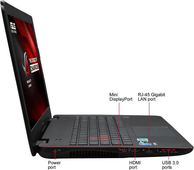 Alt view image 4 of 8 - ASUS ROG - 15.6" NVIDIA GeForce GTX 960M - Intel Core i7-4720HQ  - 8GB Memory - - Windows 10 Home 64-Bit - Gaming Laptop - (GL551JW-WH71(WX) )