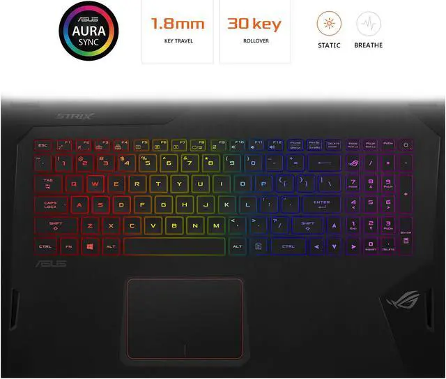 Alt view image 13 of 13 - ASUS ROG GL702VI-WB74 17.3" FHD 120 Hz Intel Core i7-7700HQ 2.80 GHz GeForce GTX 1080 8 GB VRAM 16 GB DDR4 Memory 256 GB PCIe SSD 1 TB HDD Windows 10 Home 64-Bit RBG 4-zone Keyboard Gaming Laptop