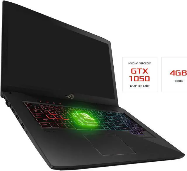 Alt view image 9 of 12 - ASUS ROG STRIX GL703VD-DB74 17.3" 1920 x 1080 Gaming Laptop, GTX 1050 4 GB, Intel Core i7-7700HQ 2.80 GHz, 16 GB DDR4, 256 GB SSD + 1 TB HDD, RGB Keyboard, Windows 10 Home
